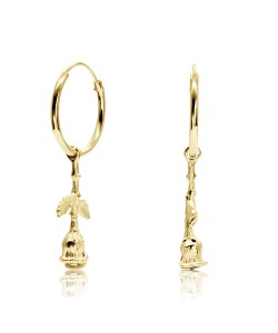 Gold Plated A Rose Silver Hoop Earring HO-1678-GP